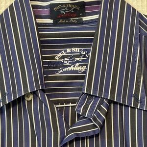 Paul & Shark Navy Striped Button-Up Shirt made in Italy